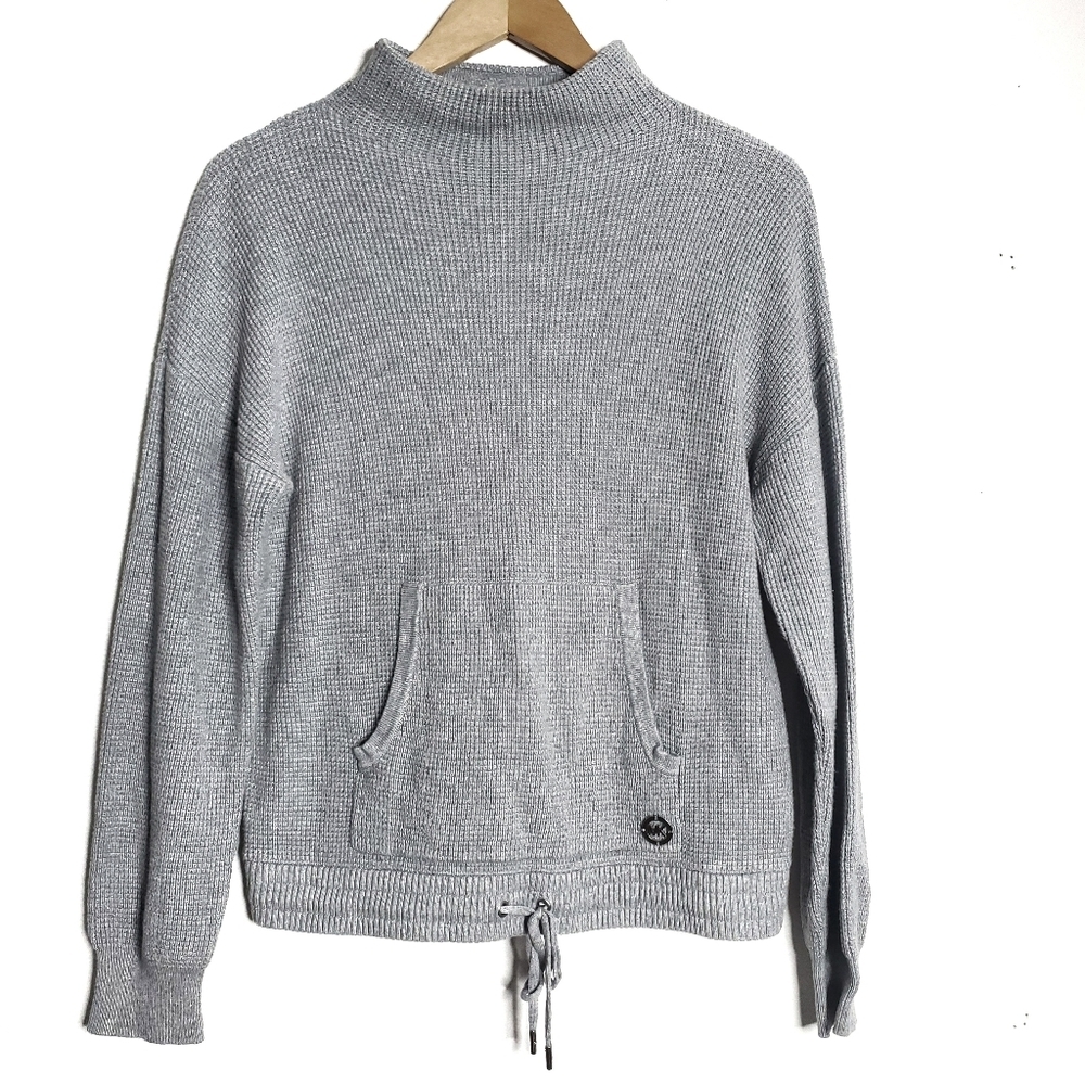 Michael Kors Womens Knit Sweater Size M Gray Neutral Casual Chic Gorpcore Sporty